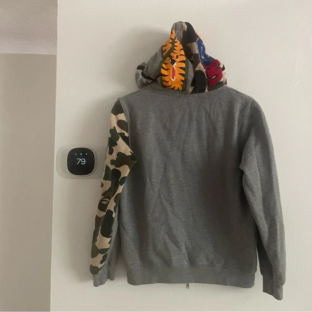 A bathing ape Kids Gray and Camouflage Zip-Up Jacket size medium